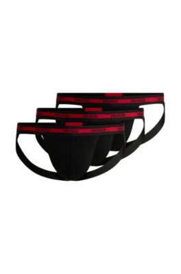 HUGO Threepack of jock straps in stretch cotton