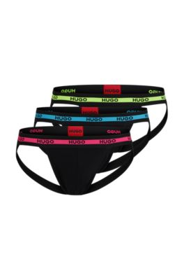 HUGO Threepack of stretchcotton jock straps with logos