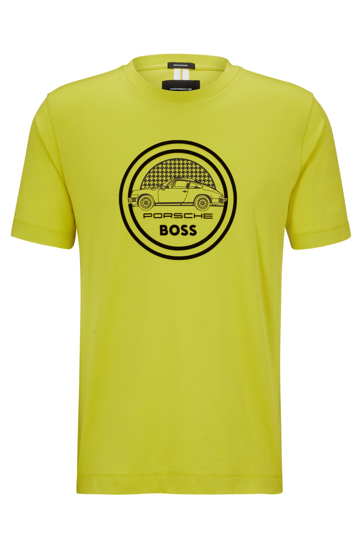 Porsche x BOSS シルケットコットン Tシャツ フロックロゴ, ライトグリーン
