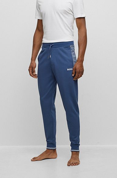 Cotton-blend tracksuit bottoms with embroidered logo, Blue