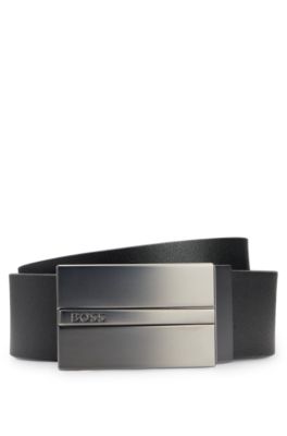 BOSS - Reversible Italian-leather Belt With Plaque And Pin Buckles