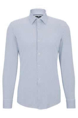HUGO BOSS SLIM-FIT SHIRT IN PATTERNED PERFORMANCE-STRETCH FABRIC