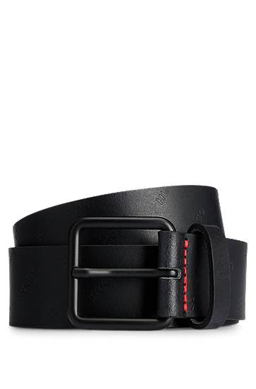 Leather belt with logo-embossed strap, Hugo boss