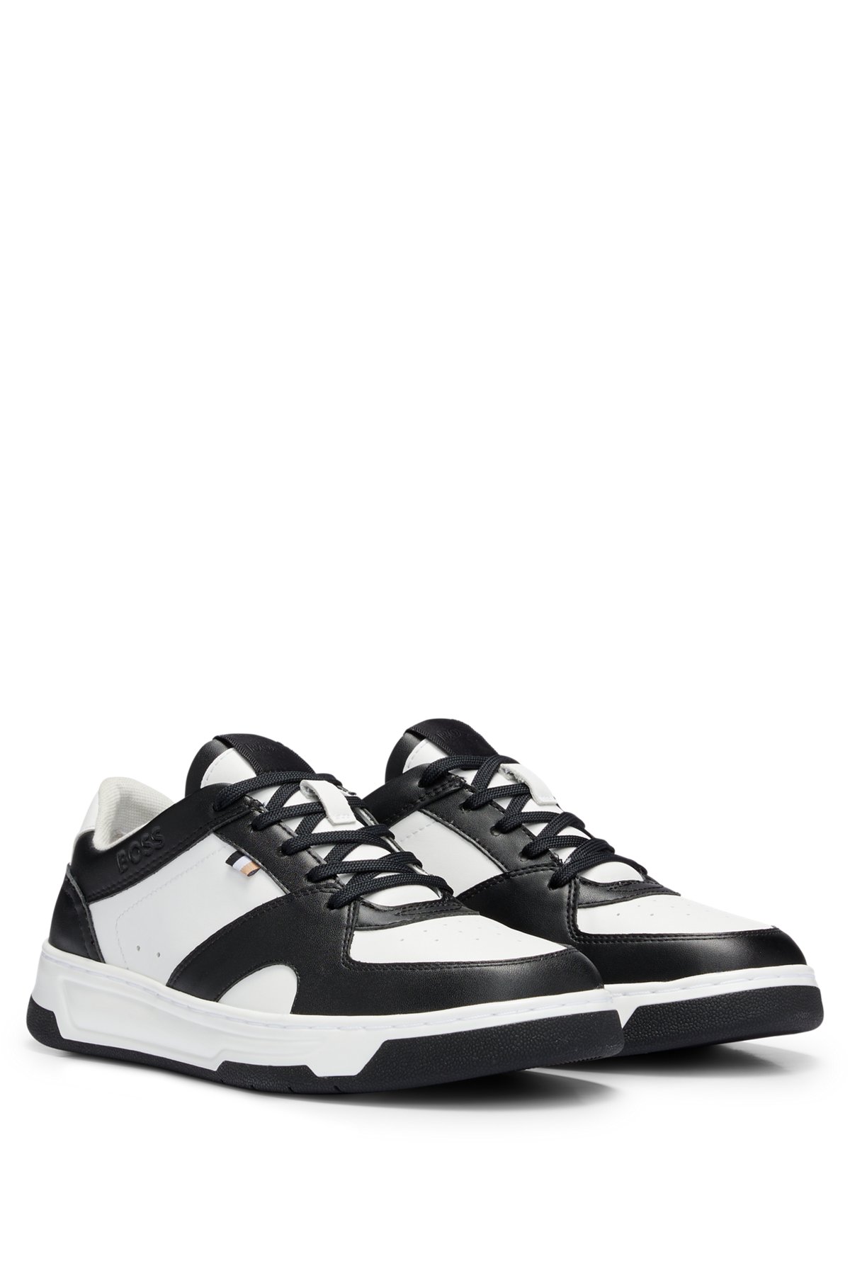 Mixed-material trainers with logo detail, Dark Grey