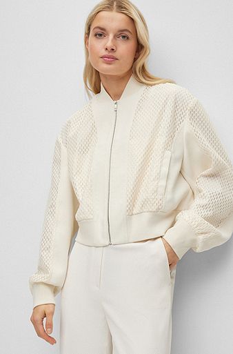Relaxed-fit jacket with colour-blocking, White