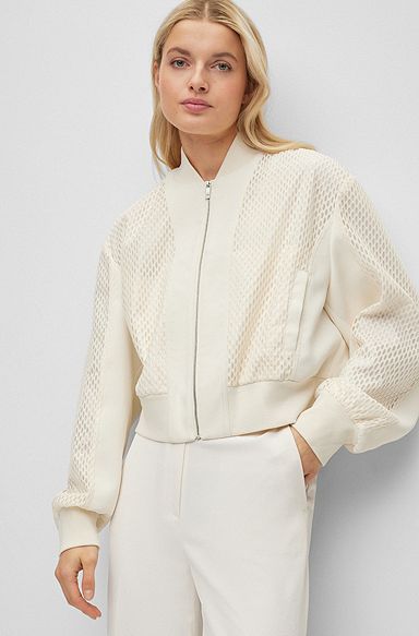 Relaxed-fit jacket with colour-blocking, White