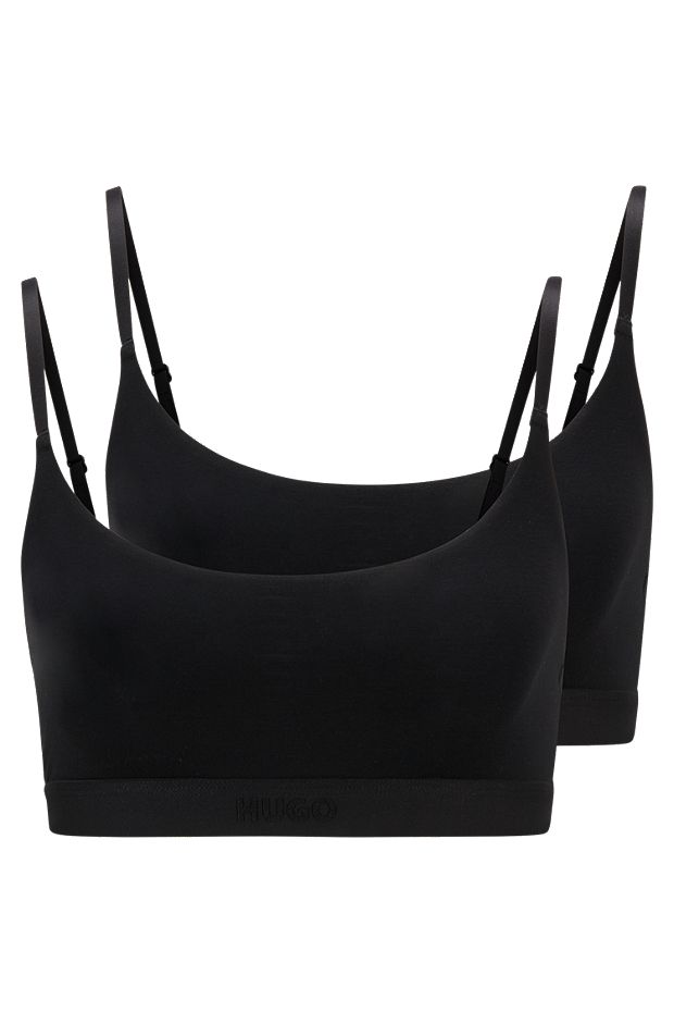 Two-pack of bralettes in stretch modal, Black