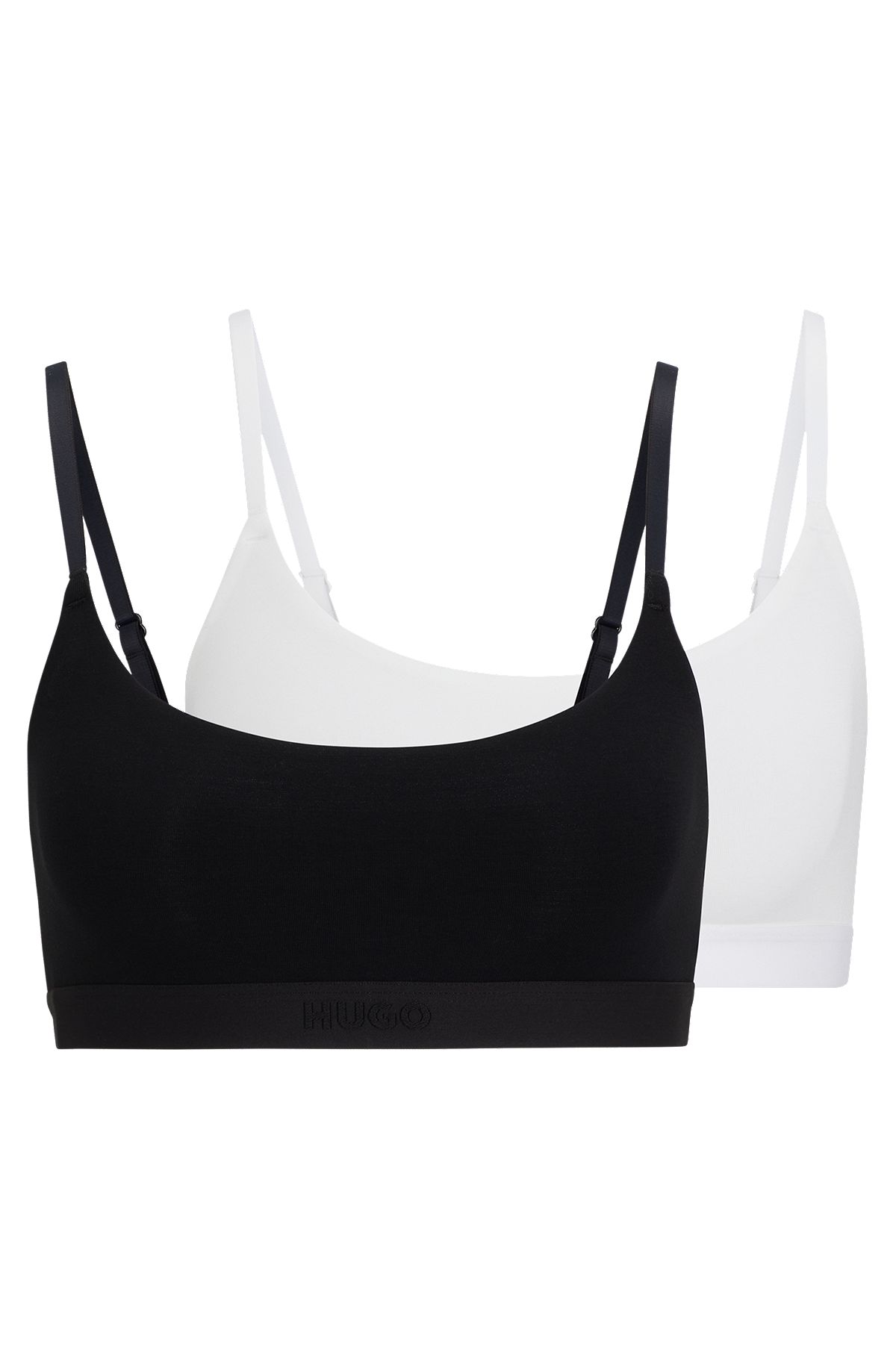 Zweier-Pack Bralettes aus elastischem Modal, Weiß / Schwarz