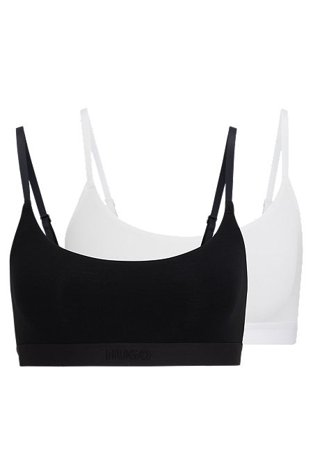 Two-pack of bralettes in stretch modal, White / Black