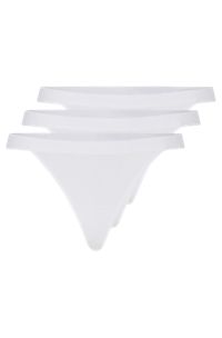 Triple-pack of string briefs in stretch modal with logo waistband, White