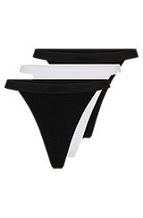 Triple-pack of string briefs in stretch modal with logo waistband, White / Black