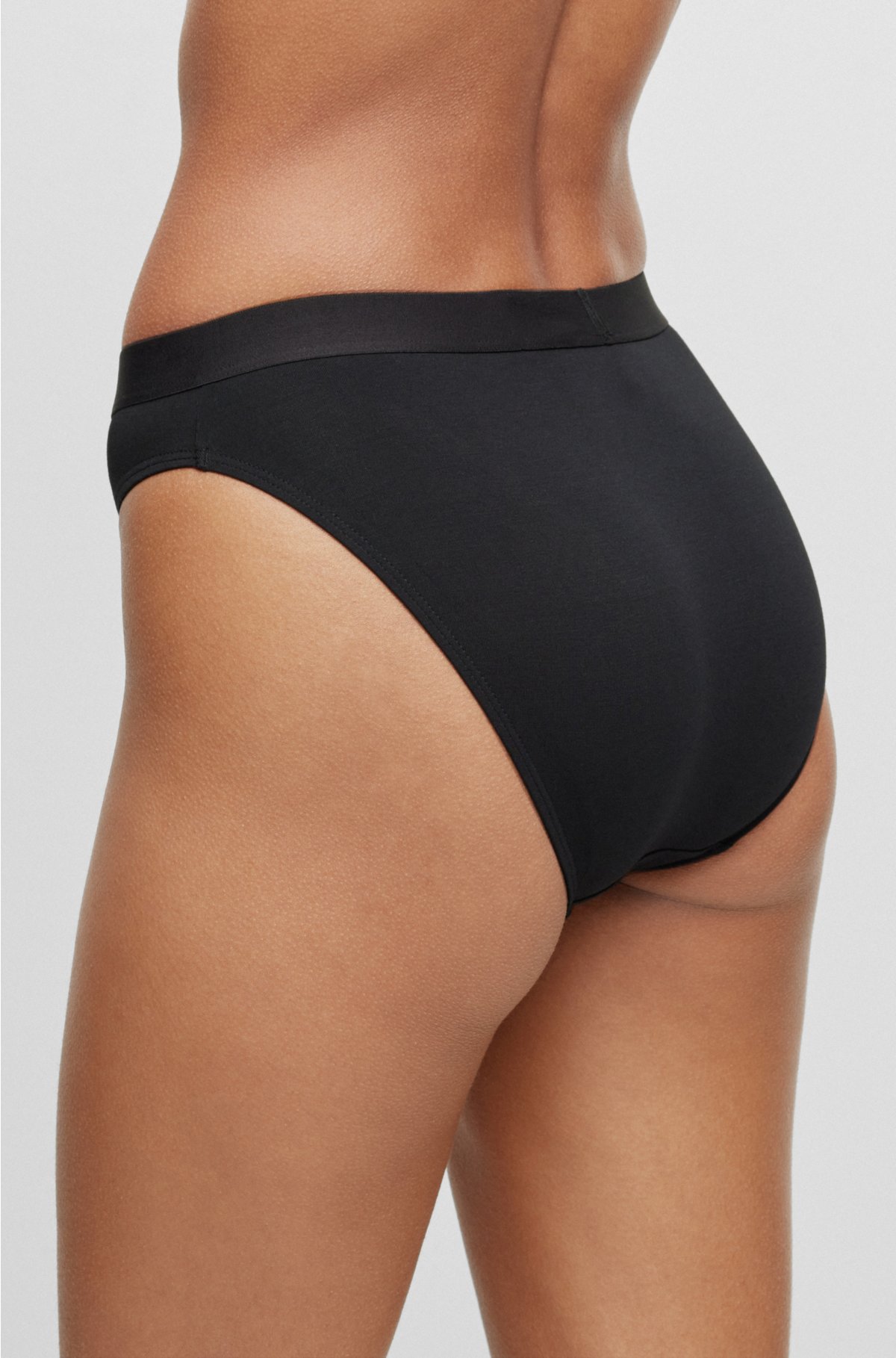 Three-pack of stretch-modal briefs with logo waistbands, Black
