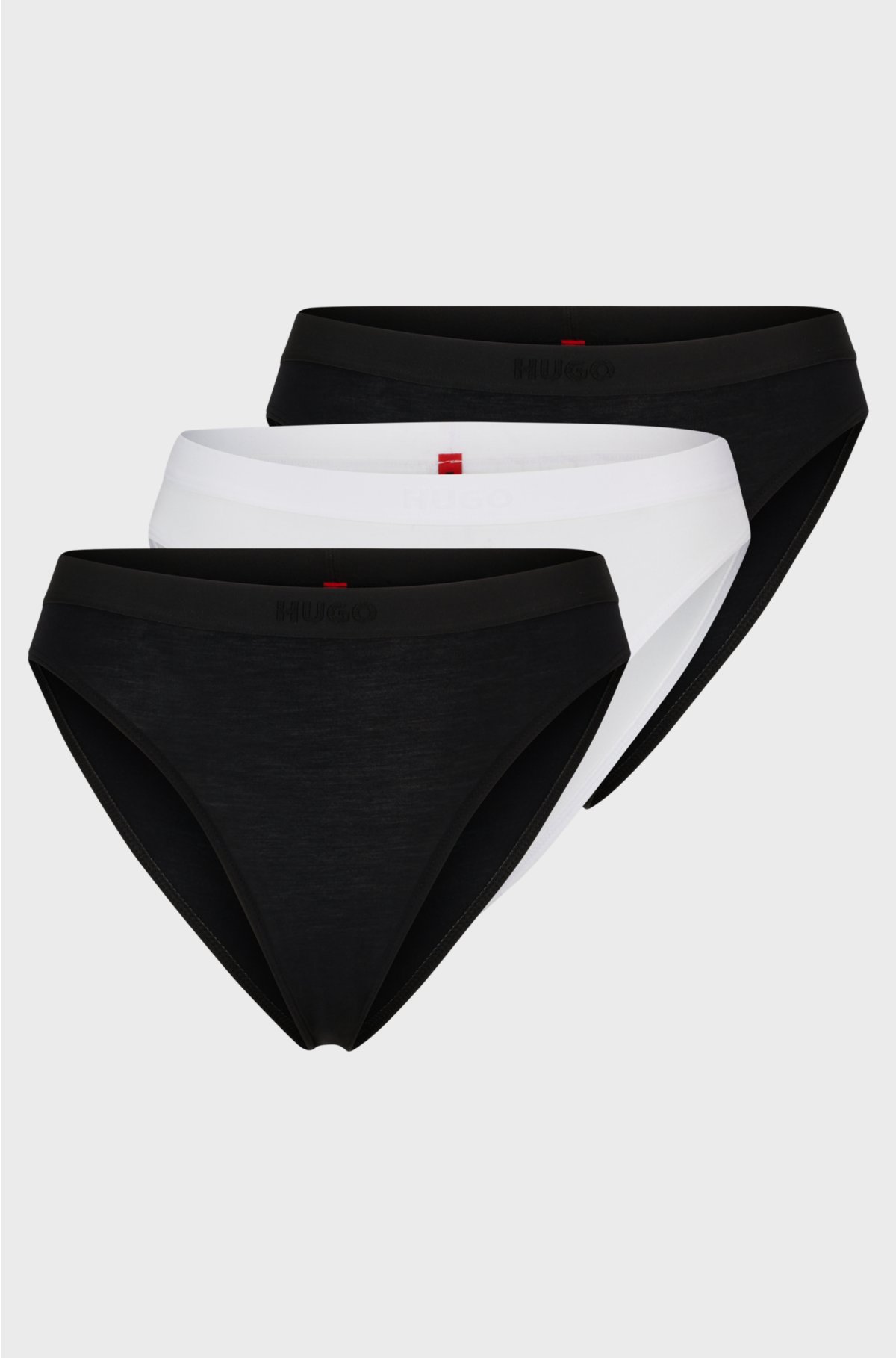 Three-pack of stretch-modal briefs with logo waistbands, White / Black