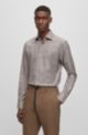 Slim-fit shirt in checked cotton, Grey