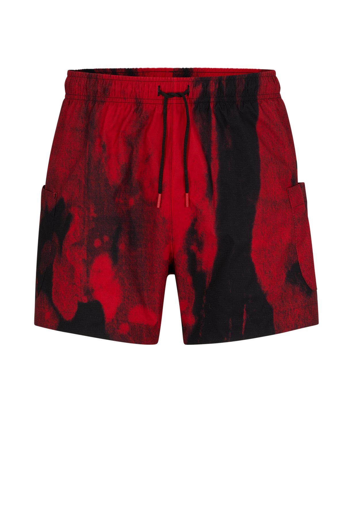 Quick-drying swim shorts with graphic print, Red