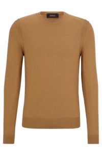 Regular-fit sweater in wool, silk and cashmere, Light Brown