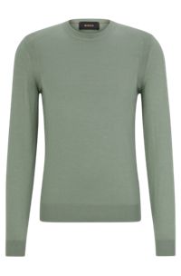Sweater med regular fit i uld, silke og kashmir, Grøn