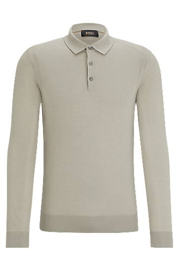 Polo-collar sweater in wool, silk and cashmere, Hugo boss