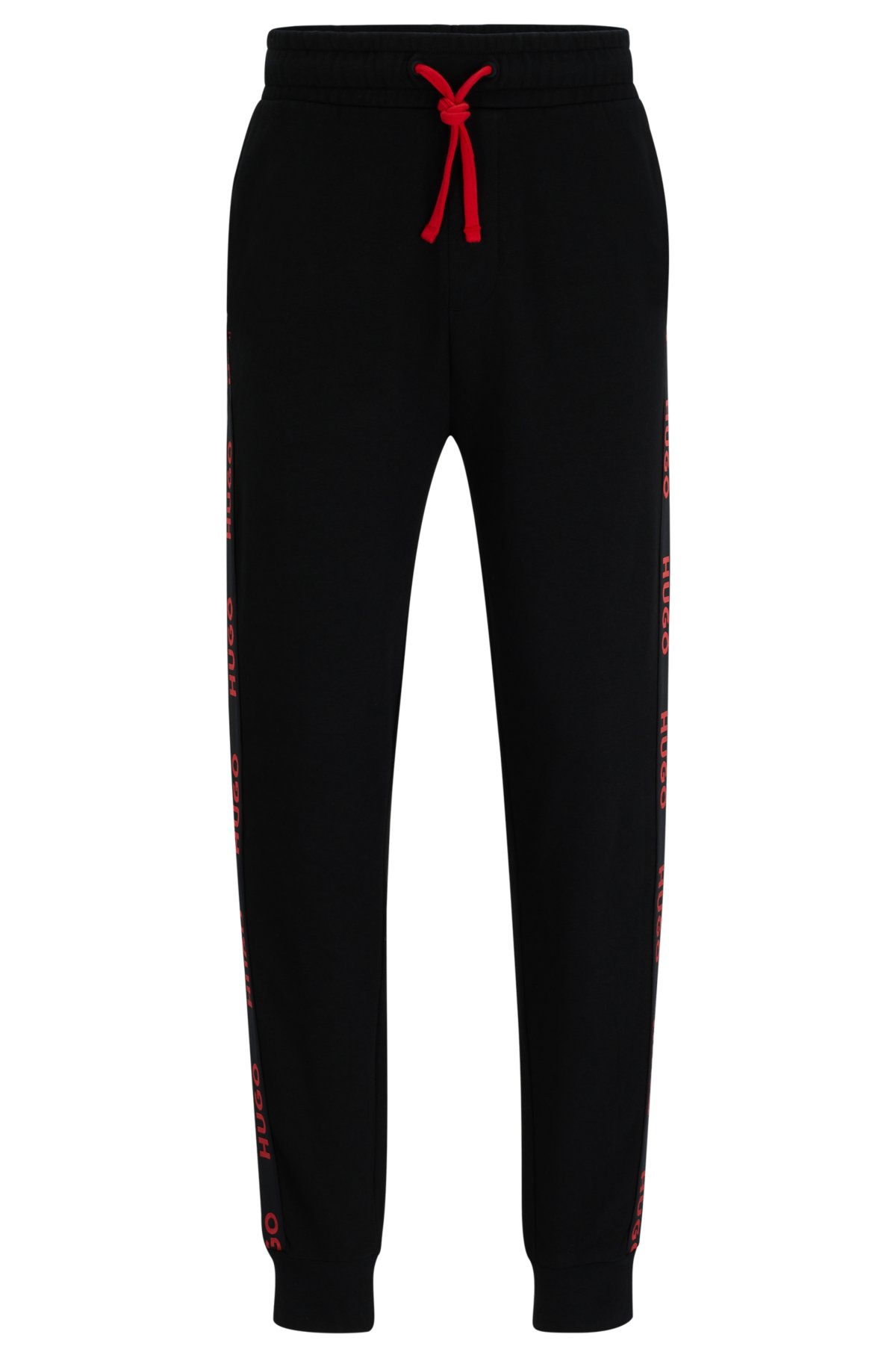 HUGO - Cuffed tracksuit bottoms in organic cotton with logo tape