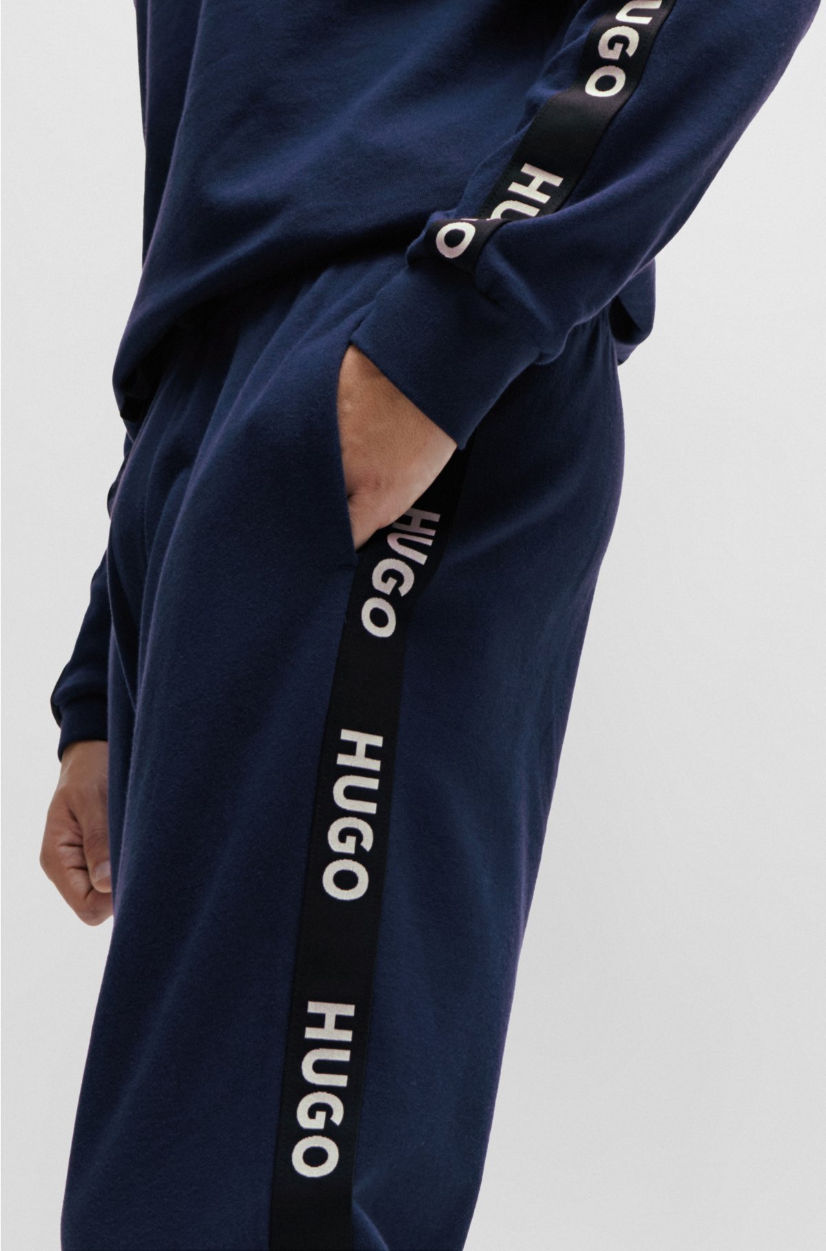 cotton organic Cuffed tape in with bottoms logo tracksuit - HUGO