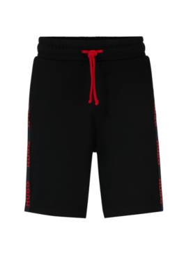 Hugo Boss Drawstring Cotton Track Shorts In Black