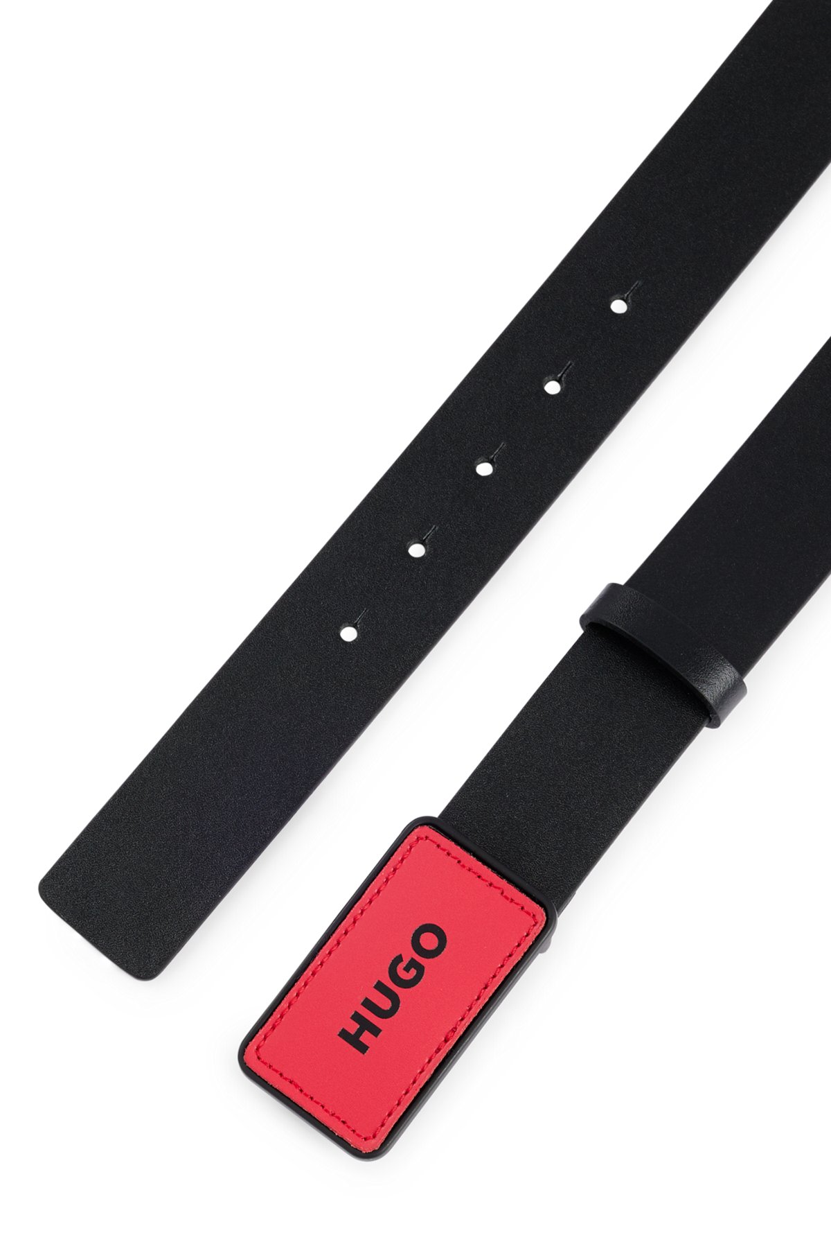 HUGO - Ledergürtel mit austauschbaren Schließen-Patches