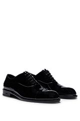 In Italien gefertigte Oxford-Schuhe aus Lackleder, Schwarz