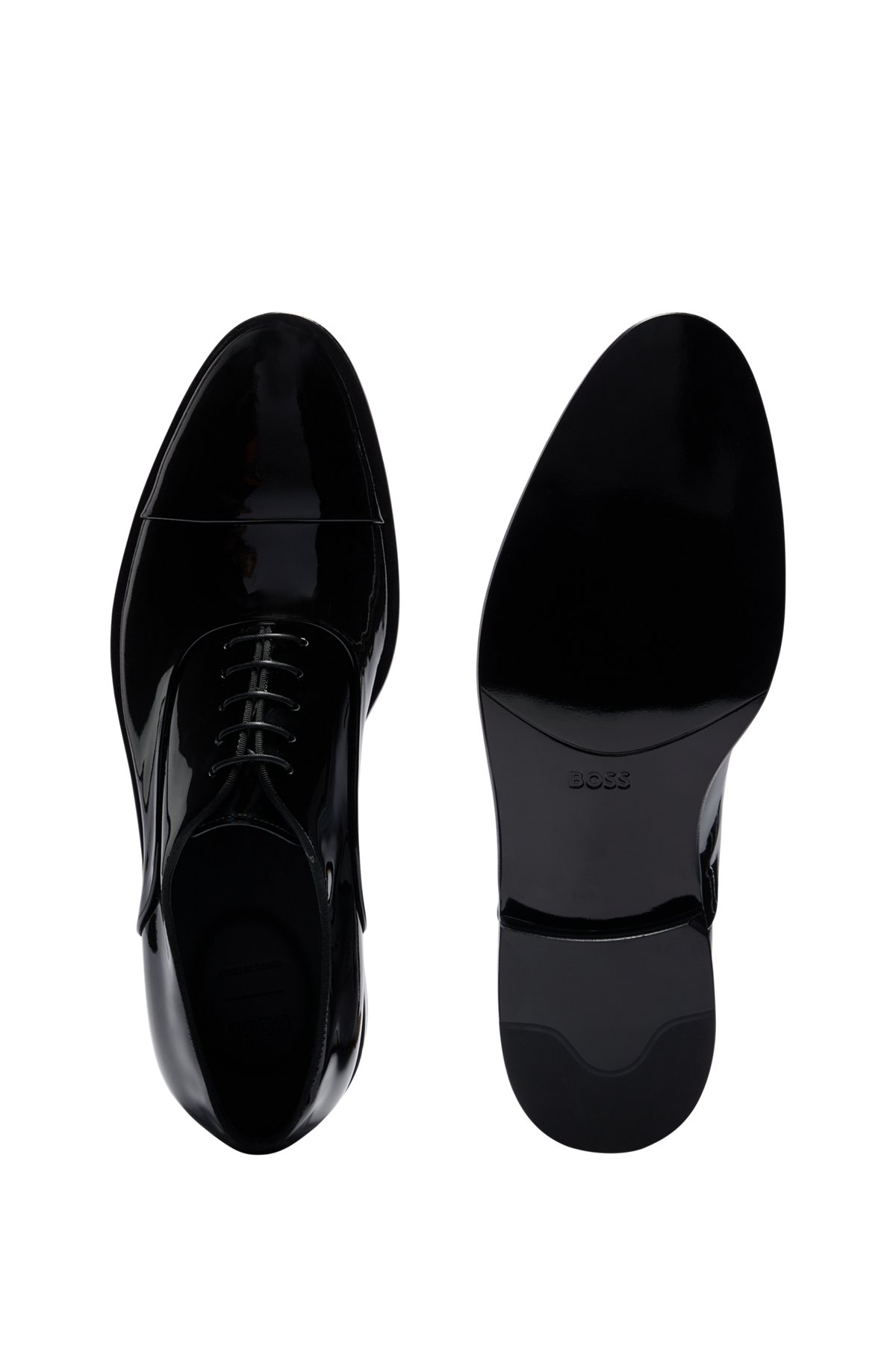 Italian-made Oxford shoes in patent leather, Black