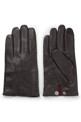 Nappa-leather gloves with touchscreen-friendly fingertips, Dark Brown