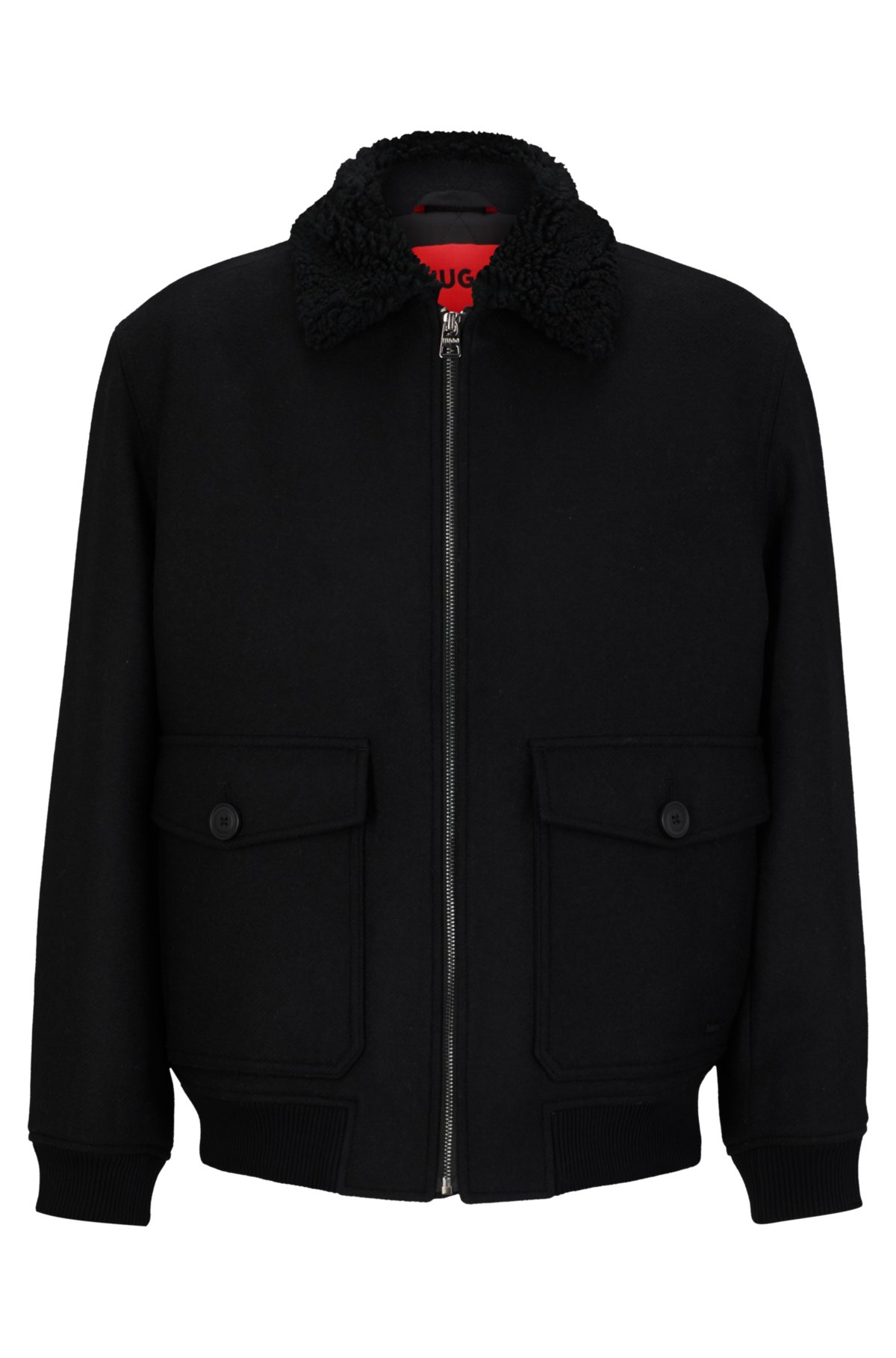Black Teddy wool-blend bomber jacket