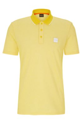 BOSS Cotton piqu polo shirt with logo badge