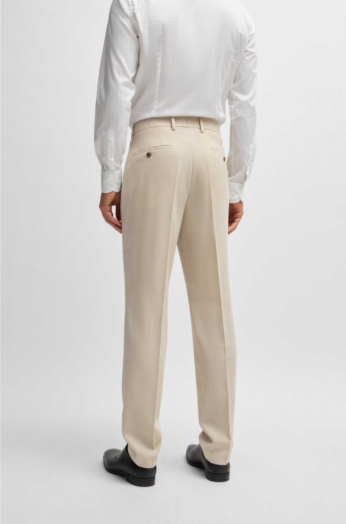 Three-piece slim-fit suit in micro-patterned fabric, Light Beige