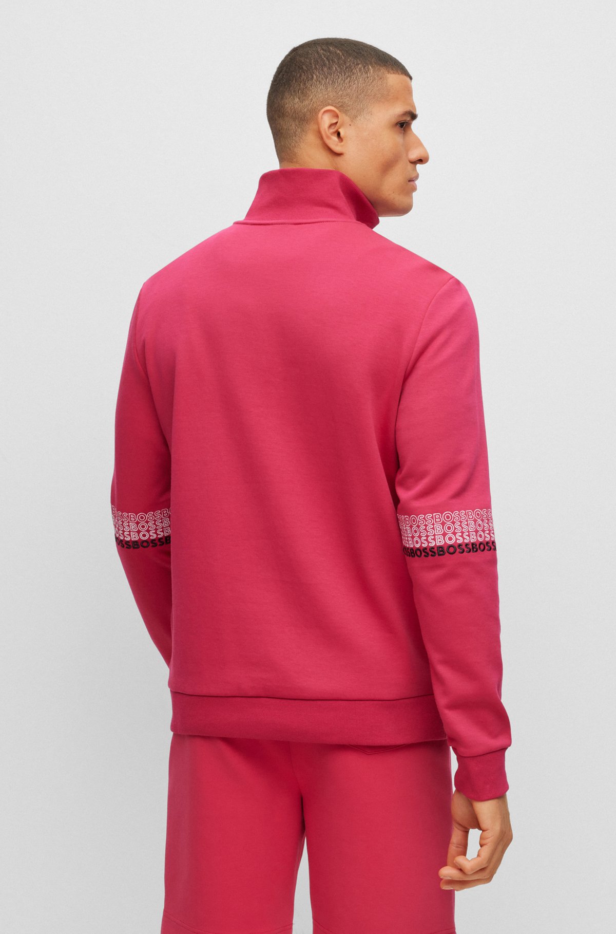 BOSS Zip-neck Sweatshirt With Embroidered Logos | atelier-yuwa.ciao.jp