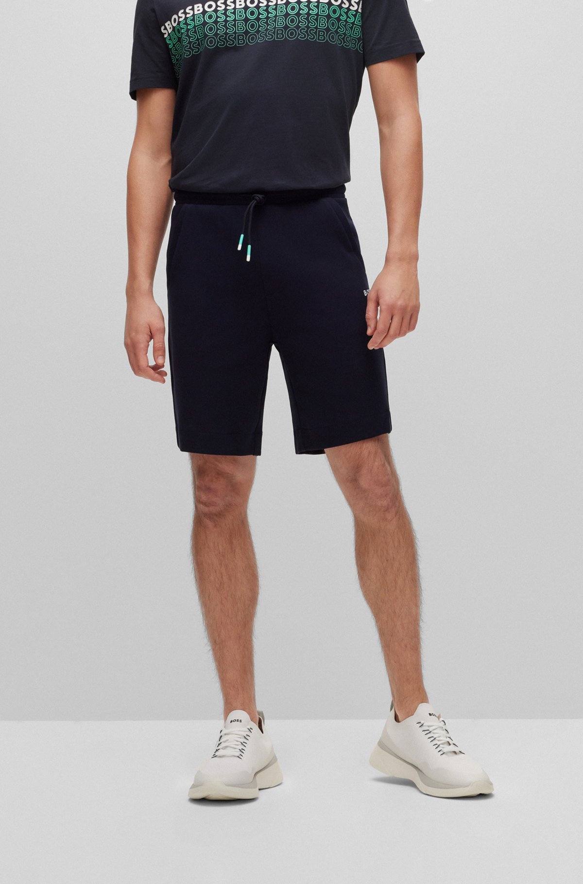 BOSS - Regular-fit shorts with multi-coloured logos