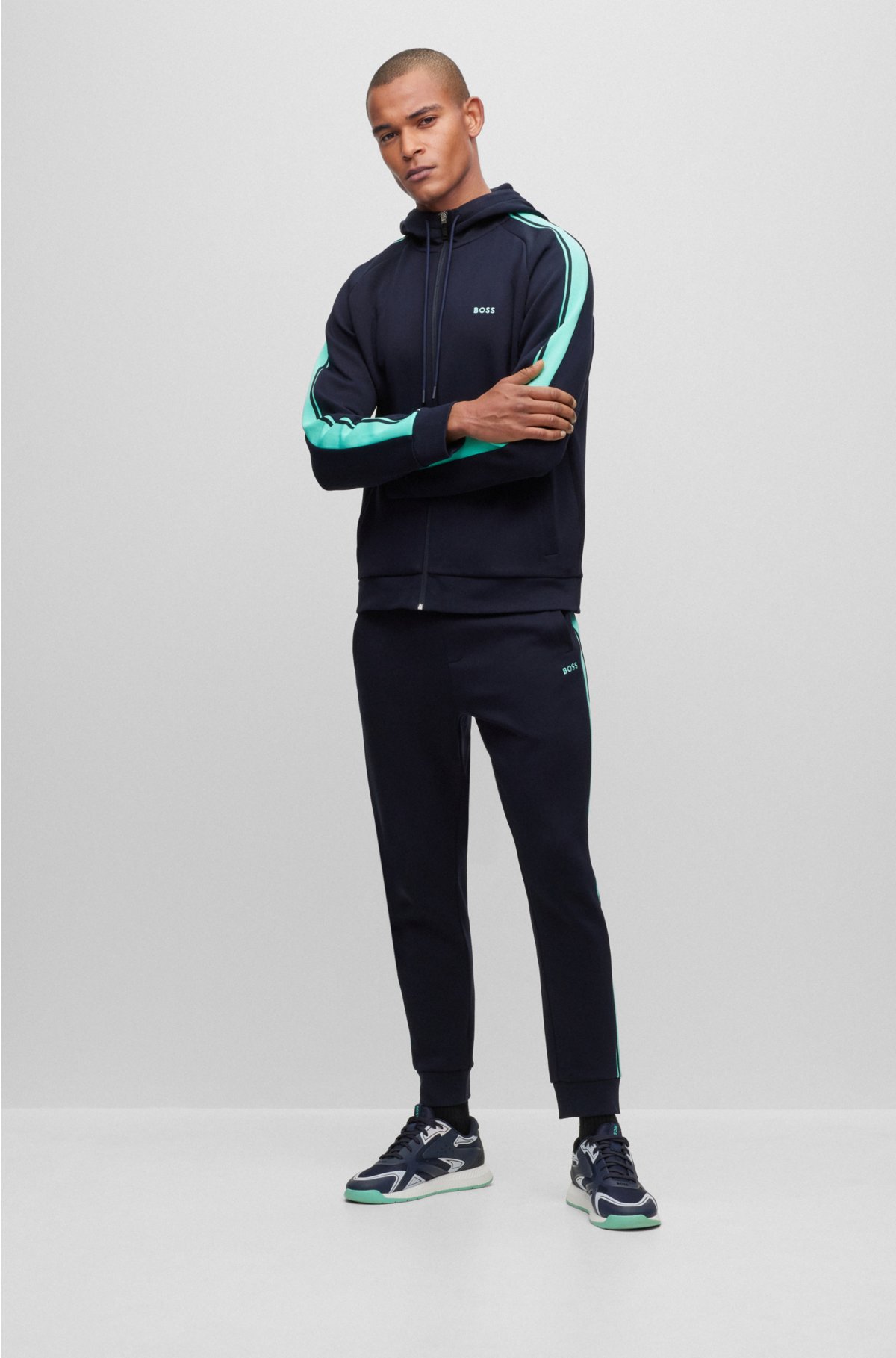 BOSS - Regular-fit tracksuit with logos and piping