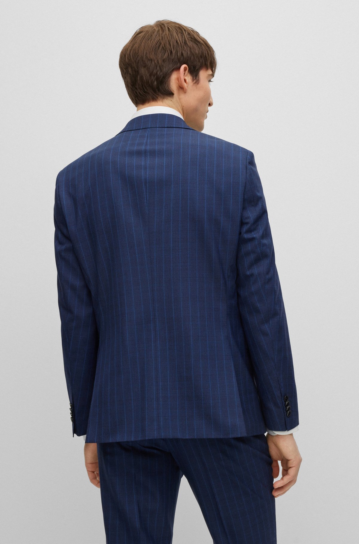 Regular-fit pak van gestreepte scheerwol, Donkerblauw