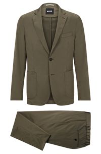 Slim-fit suit in water-repellent fabric, Light Green