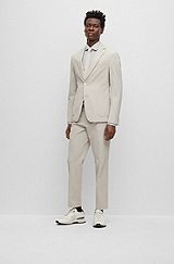 Slim-fit suit in micro-patterned performance-stretch cloth, Light Grey