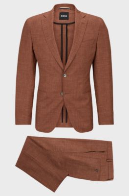 Slim-fit suit in wool, Tussah silk and linen, Red