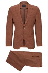 Slim-fit suit in wool, Tussah silk and linen, Red