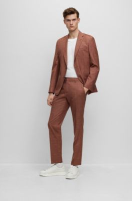 Slim-fit suit in wool, Tussah silk and linen, Red