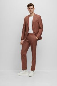 Slim-fit suit in wool, Tussah silk and linen, Red