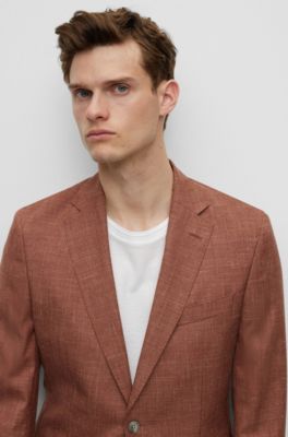 Slim-fit suit in wool, Tussah silk and linen, Red