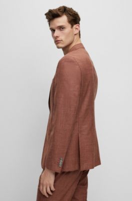 Slim-fit suit in wool, Tussah silk and linen, Red