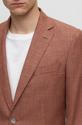 Slim-fit suit in wool, Tussah silk and linen, Red