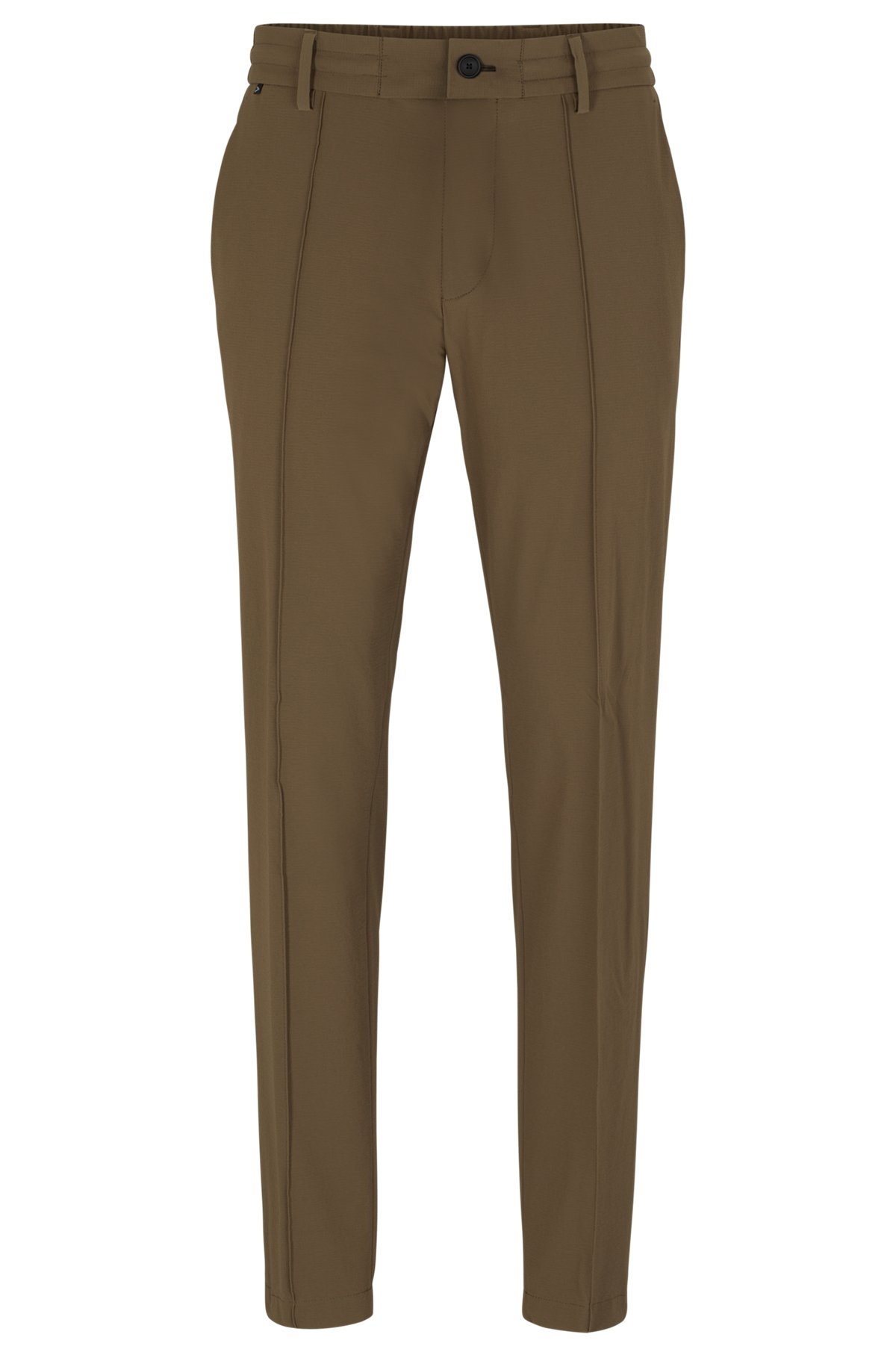 Slim-fit trousers in performance-stretch water-repellent fabric, Brown