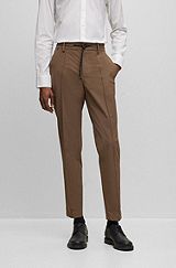 Slim-fit trousers in performance-stretch water-repellent fabric, Brown