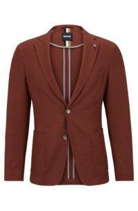 Micro-pattern slim-fit jacket in a cotton blend, Red