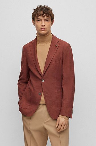 Americana casual tejido de estructura de algodón marrón para hombre Tallas  46