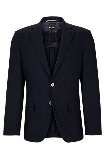 Slim-fit jacket in herringbone cotton and virgin wool, Hugo boss